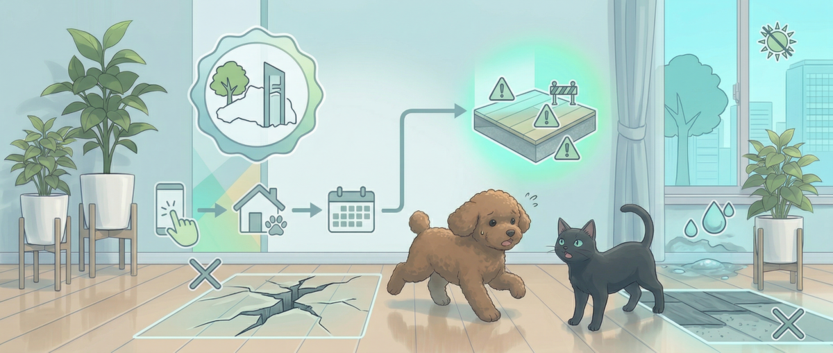 ペット用フロアコーティングが向かない床材と施工後の注意点