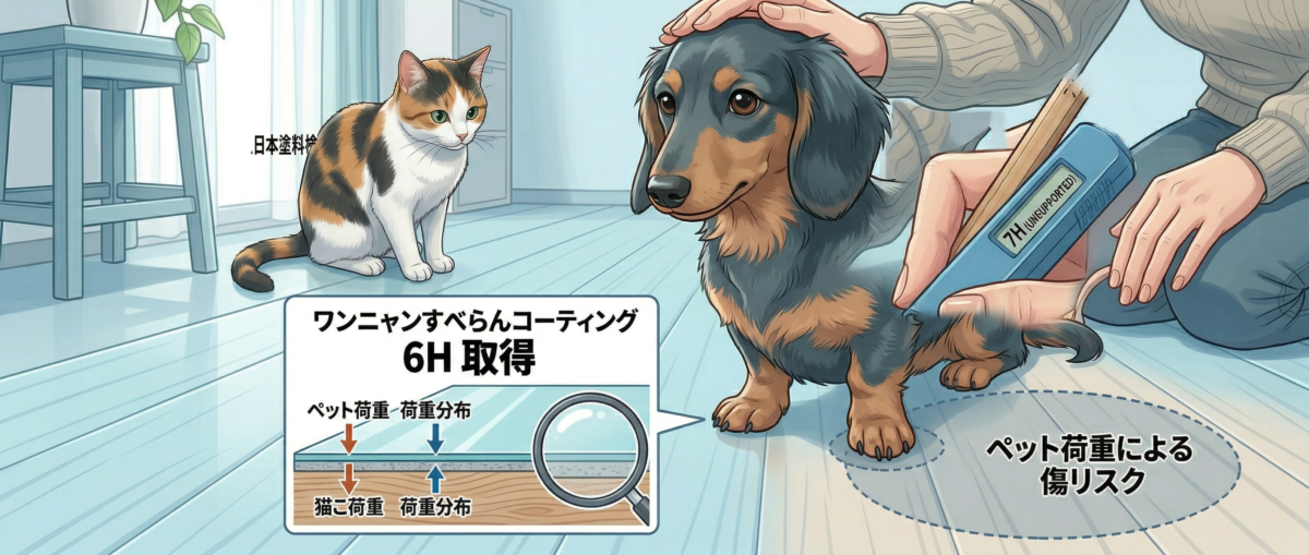 ペット犬猫のいる家庭でフロアコーティング引っかき硬度が重要な理由