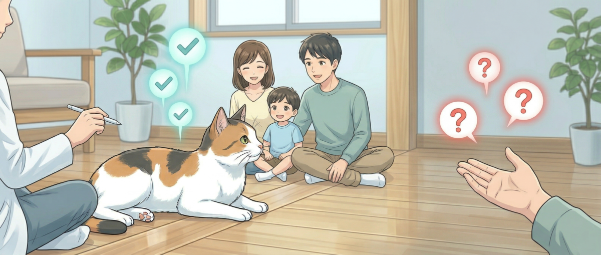 ペット家庭のVOC測定済みフロアコーティングが向くケースと向かないケースのイメージ