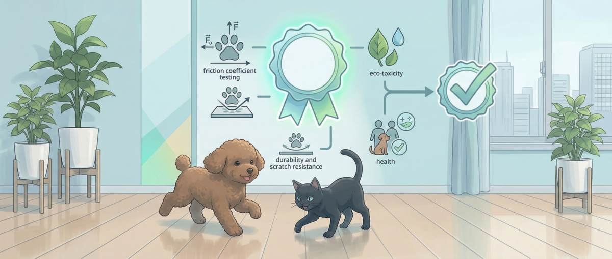 ワンニャンすべらんコーティングのC.S.R・D'値0.61と安全性認証エビデンス