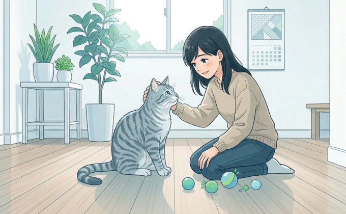 猫のフローリング滑り止めと爪傷対策のためのペット専用コーティングイメージ