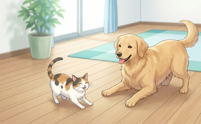 ペット用フロアコーティングとマットの比較・業界唯一マット仕上げのイメージ