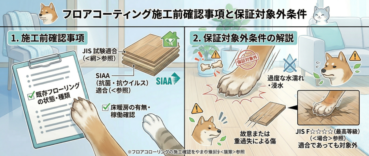 フロアコーティングの施工前確認事項と保証対象外条件の解説