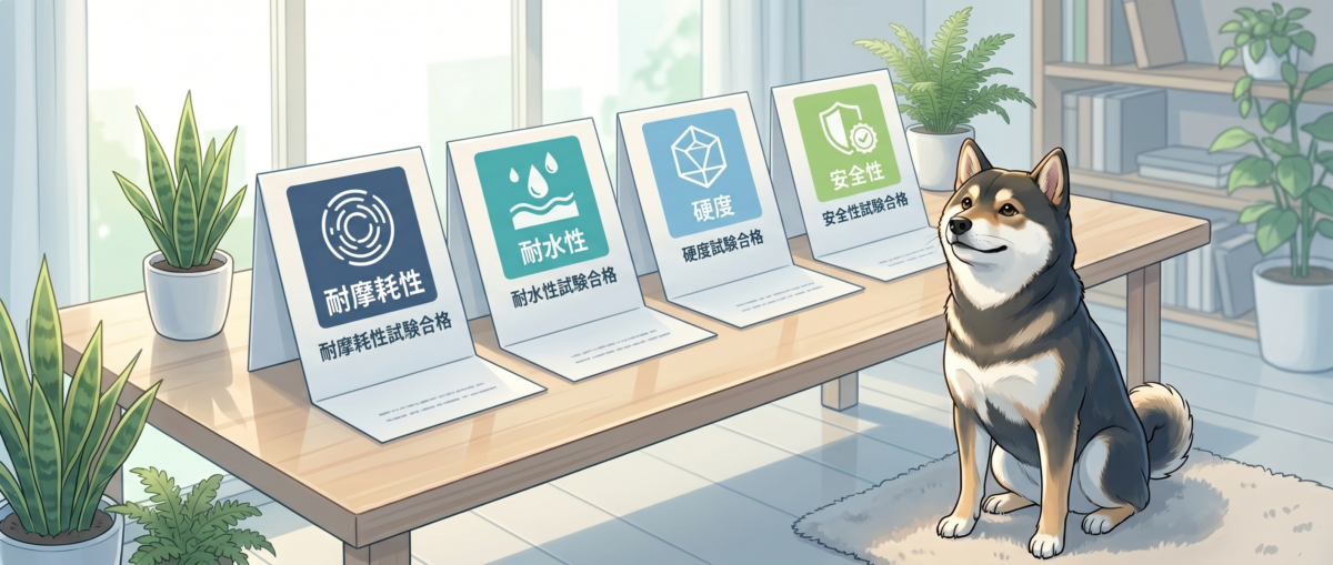 耐摩耗性・耐水性・引っかき硬度など複数試験のエビデンス