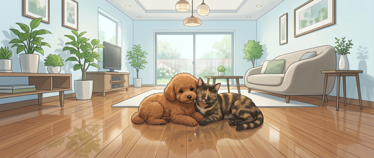 床に近い暮らしをするペットとSIAA抗菌マーク付きフロアコーティングの重要性