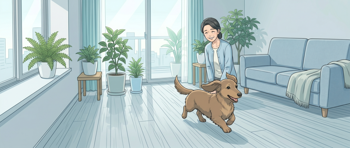 床材対策で改善した椎間板ヘルニアの犬！マット仕上り施工事例