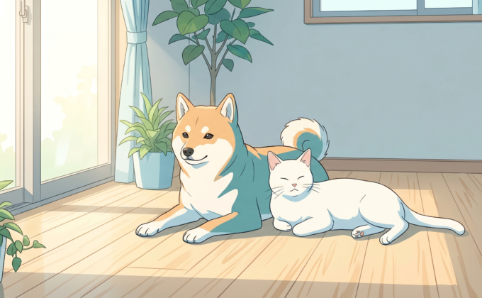 無垢床材で愛犬・愛猫がくつろぐペット滑り止め対策のイメージ