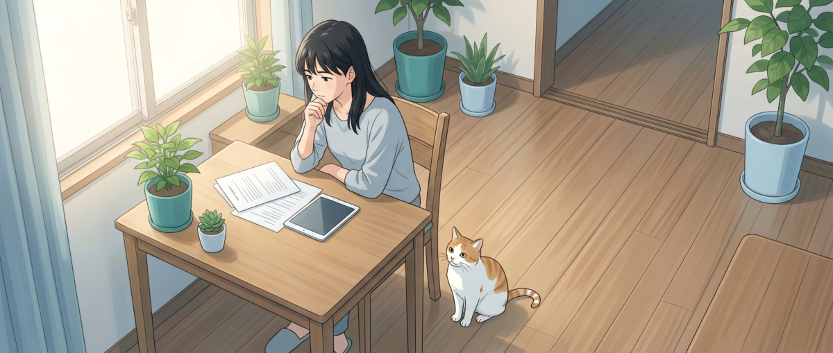 賃貸物件で管理規約を確認する飼い主のイメージ